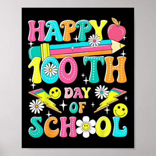 Retro Groovy 100ste Dag van de School Leraren Kind Poster (Voorkant)