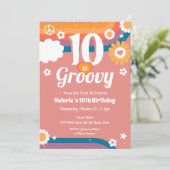 Retro Groovy 10e verjaardag Kaart (Staand voorkant)