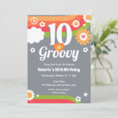 Retro Groovy 10e verjaardag Kaart (Staand voorkant)