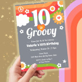 Retro Groovy 10e verjaardag Kaart