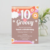 Retro Groovy 10e verjaardag Kaart (Staand voorkant)