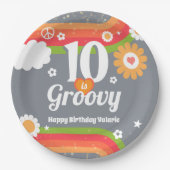 Retro Groovy 10e verjaardag Papieren Bordje (Voorkant)