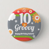 Retro Groovy 10e verjaardag Ronde Button 5,7 Cm (Voorkant)