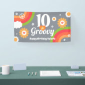 Retro Groovy 10e verjaardag Spandoek (Beurs)