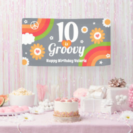 Retro Groovy 10e verjaardag Spandoek
