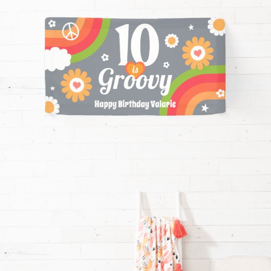 Retro Groovy 10e verjaardag Spandoek (Insitu)