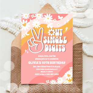 Retro Groovy 10e Verjaardagsuitnodiging Kaart