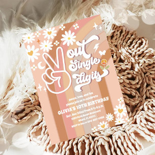 Retro Groovy 10e verjaardagsuitnodiging Kaart