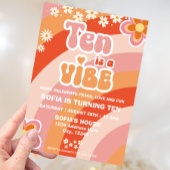 Retro Groovy 10e Verjaardagsuitnodiging Sjabloon Kaart