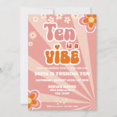 Retro Groovy 10e Verjaardagsuitnodiging Sjabloon Kaart (Voorkant)