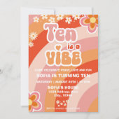 Retro Groovy 10e Verjaardagsuitnodiging Sjabloon Kaart (Voorkant)
