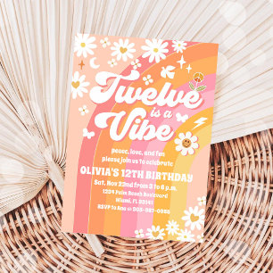 Retro Groovy 12e Verjaardagsuitnodiging Kaart