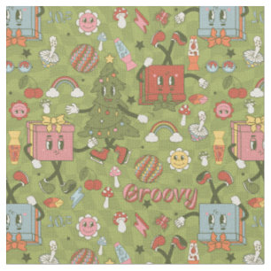 retro groovy 1970 disco kerstboom groen vinkje stof