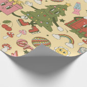 retro groovy 1970s disco christmas tree cadeaupapier (Hoek)