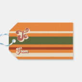 Retro Groovy 1970s Merry Christmas Cadeaulabel (Achterkant Horizontaal)