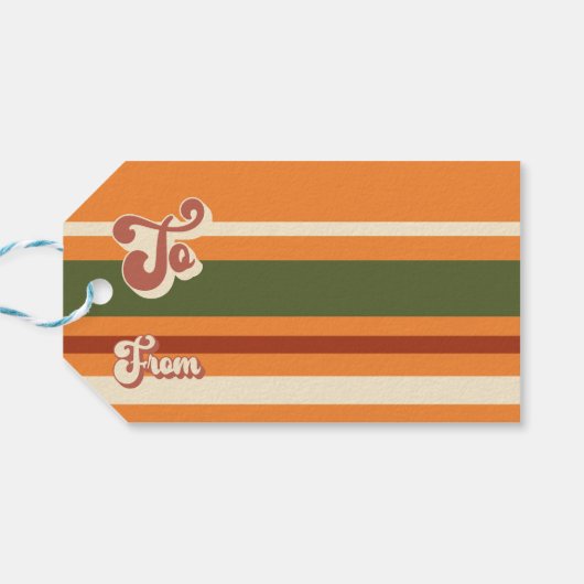 Retro Groovy 1970s Merry Christmas Cadeaulabel (Achterkant Horizontaal)