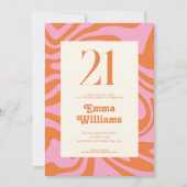 Retro Groovy 21ste verjaardagsfeestje Kaart (Voorkant)