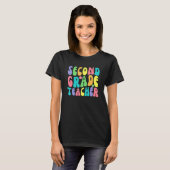 Retro Groovy 2e graad leraar Eerste dag Terug T T-shirt (Voorkant volledig)