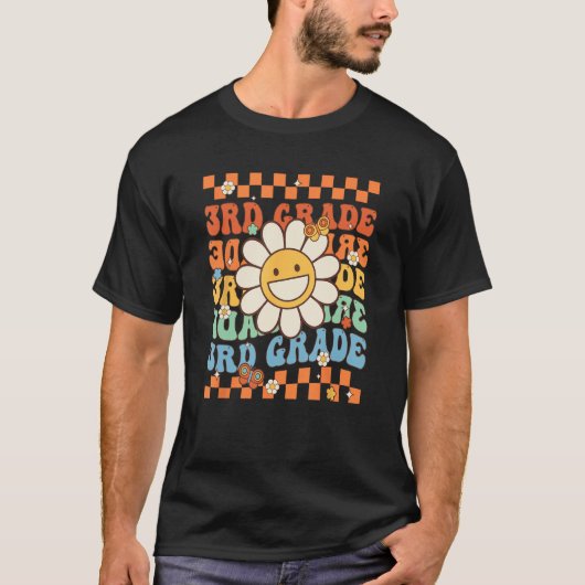 Retro Groovy 3e klas terug naar school Happy First T-shirt (Voorkant)