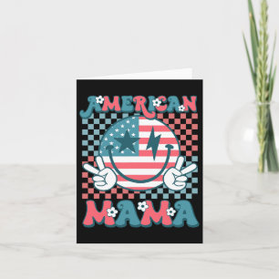 Retro Groovy 4th of July Glimlach voor Mama Amer Kaart