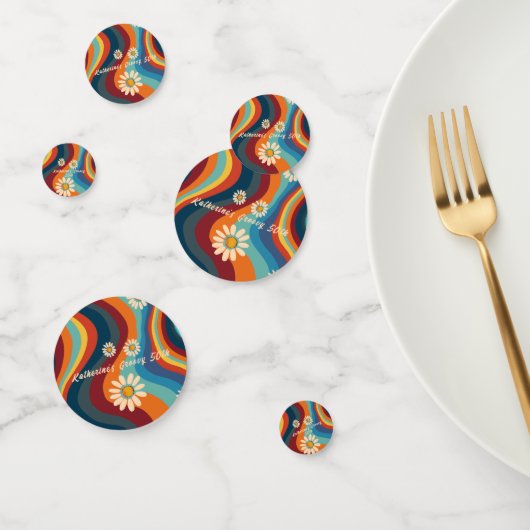 Retro Groovy 50e verjaardag aangepaste naam Confetti (Groep)