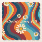 Retro Groovy 50e verjaardag aangepaste naam Kartonnen Onderzetters (Voorkant)