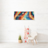 Retro Groovy 50e verjaardag aangepaste naam Spandoek (Insitu)