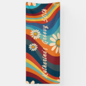 Retro Groovy 50e verjaardag aangepaste naam Spandoek (Verticaal)