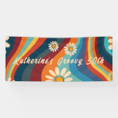 Retro Groovy 50e verjaardag aangepaste naam Spandoek (Horizontaal)