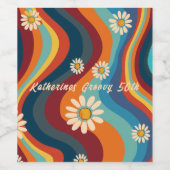Retro Groovy 50e Verjaardag Wijn Etiket (Enkel label)