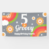 Retro Groovy 5e Verjaardag Banner (Horizontaal)