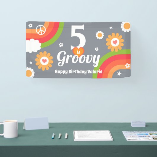 Retro Groovy 5e Verjaardag Banner (Beurs)