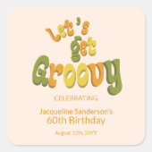 Retro Groovy 60e verjaardagsfeest enveloppe zegels (Voorkant)