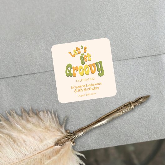 Retro Groovy 60e verjaardagsfeest enveloppe zegels