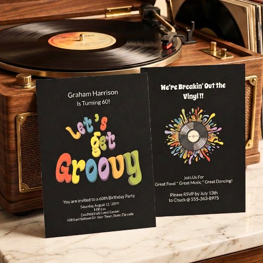 Retro Groovy 60e verjaardagsuitnodiging Kaart