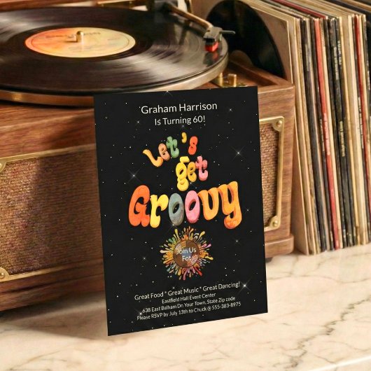 Retro Groovy 60e verjaardagsuitnodiging Kaart