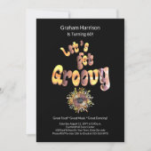 Retro Groovy 60e verjaardagsuitnodiging Kaart (Voorkant)