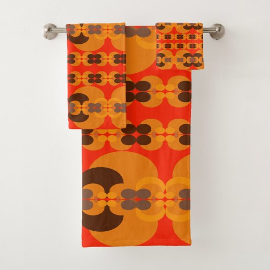 Retro Groovy 60's 70's Bubbles Patroon Bad Handdoek (Insitu)