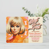 Retro Groovy 60s 70s Uitnodiging (Staand voorkant)
