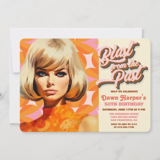 Retro Groovy 60s 70s Uitnodiging (Voorkant)