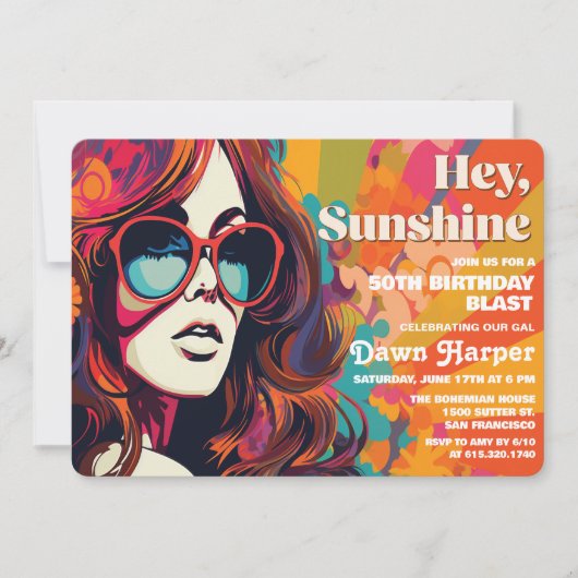 Retro Groovy 60s 70s Uitnodiging (Voorkant)