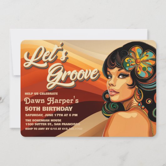 Retro Groovy 60s 70s Uitnodiging (Voorkant)