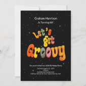 Retro Groovy 60th Birthday Invitation Kaart (Voorkant)