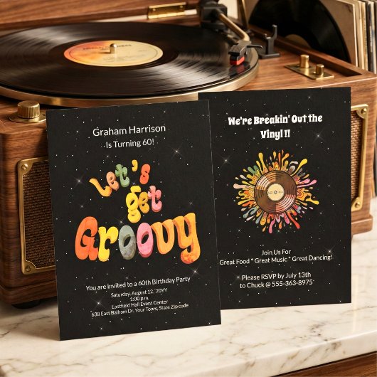 Retro Groovy 60th Birthday Invitation Kaart