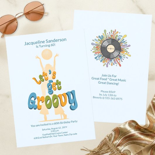 Retro Groovy 60th Birthday Invitation Kaart