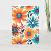 Retro Groovy 60th Verjaardag Bloemkracht Kaart (Achterkant)