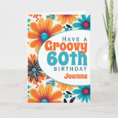 Retro Groovy 60th Verjaardag Bloemkracht Kaart (Voorkant)