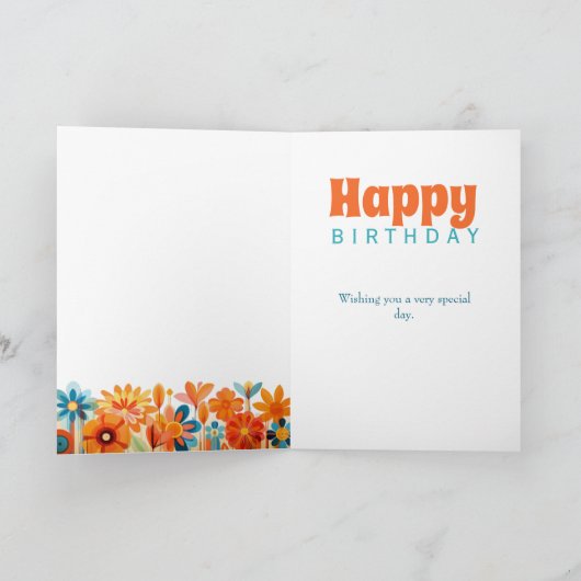 Retro Groovy 60th Verjaardag Bloemkracht Kaart (Binnen)