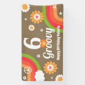 Retro Groovy 6de Verjaardag Kraft Papier Textuur Spandoek (Verticaal)