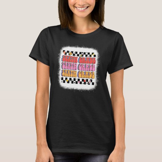 Retro Groovy 6e klas leraar student terug naar SCH T-shirt (Voorkant)